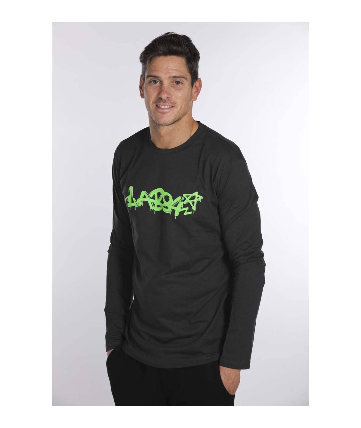 Lab84 T-SHIRT GIRO M/L LOGO PAINT FLUO