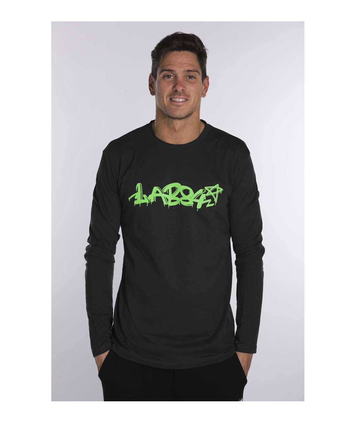 Lab84 T-SHIRT GIRO M/L LOGO PAINT FLUO