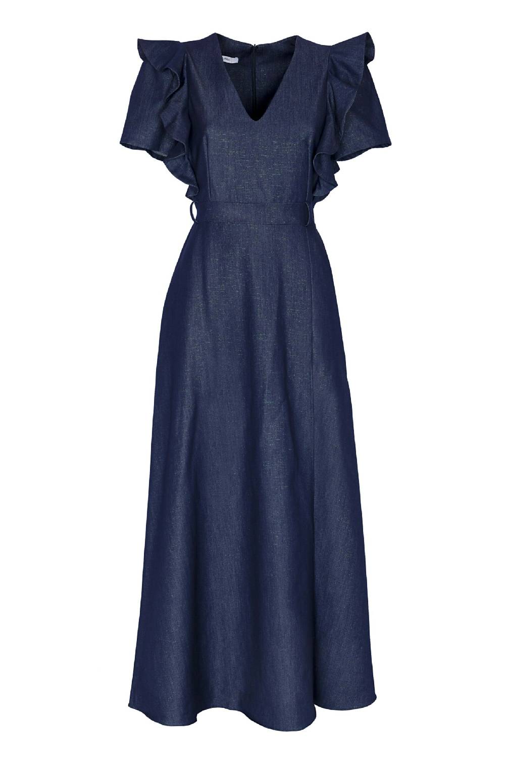 Lanacaprina ABITO SCOLLO V CON VOULANTS SULLE SPALLE