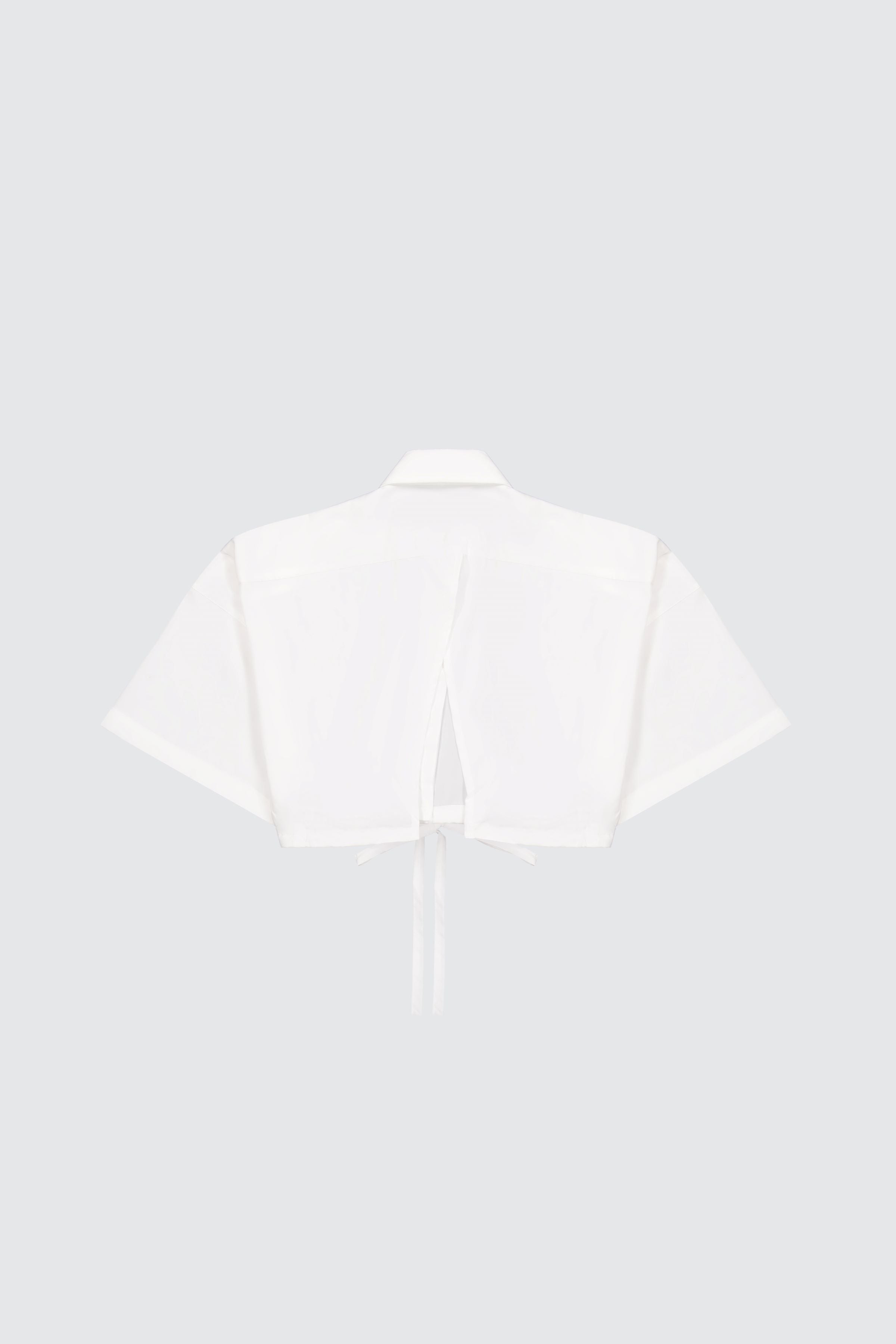Laneus Laneus Camicia Cropped White Con Bottoni Logati E Coulisse Regolabile