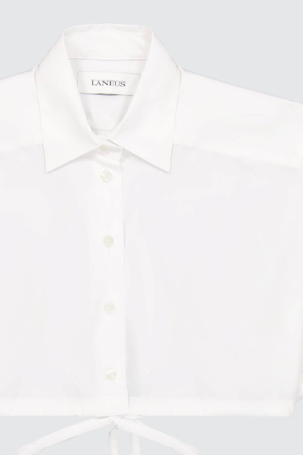 Laneus Laneus Camicia Cropped White Con Bottoni Logati E Coulisse Regolabile