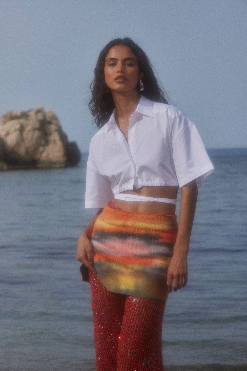 Laneus Laneus Camicia Cropped White Con Bottoni Logati E Coulisse Regolabile