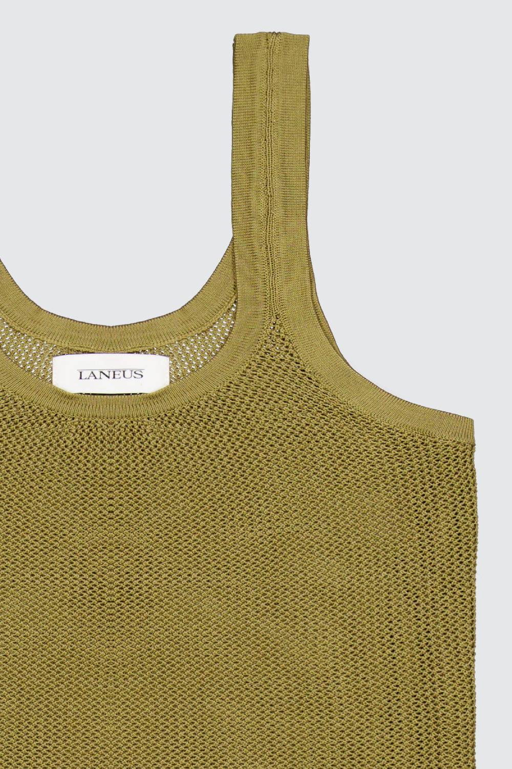 Laneus Laneus Canotta Military Green In Mesh Slim Fit