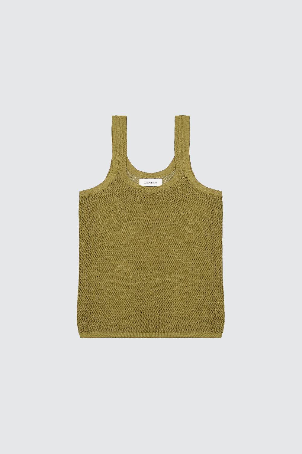 Laneus Laneus canotta military green in mesh slim fit