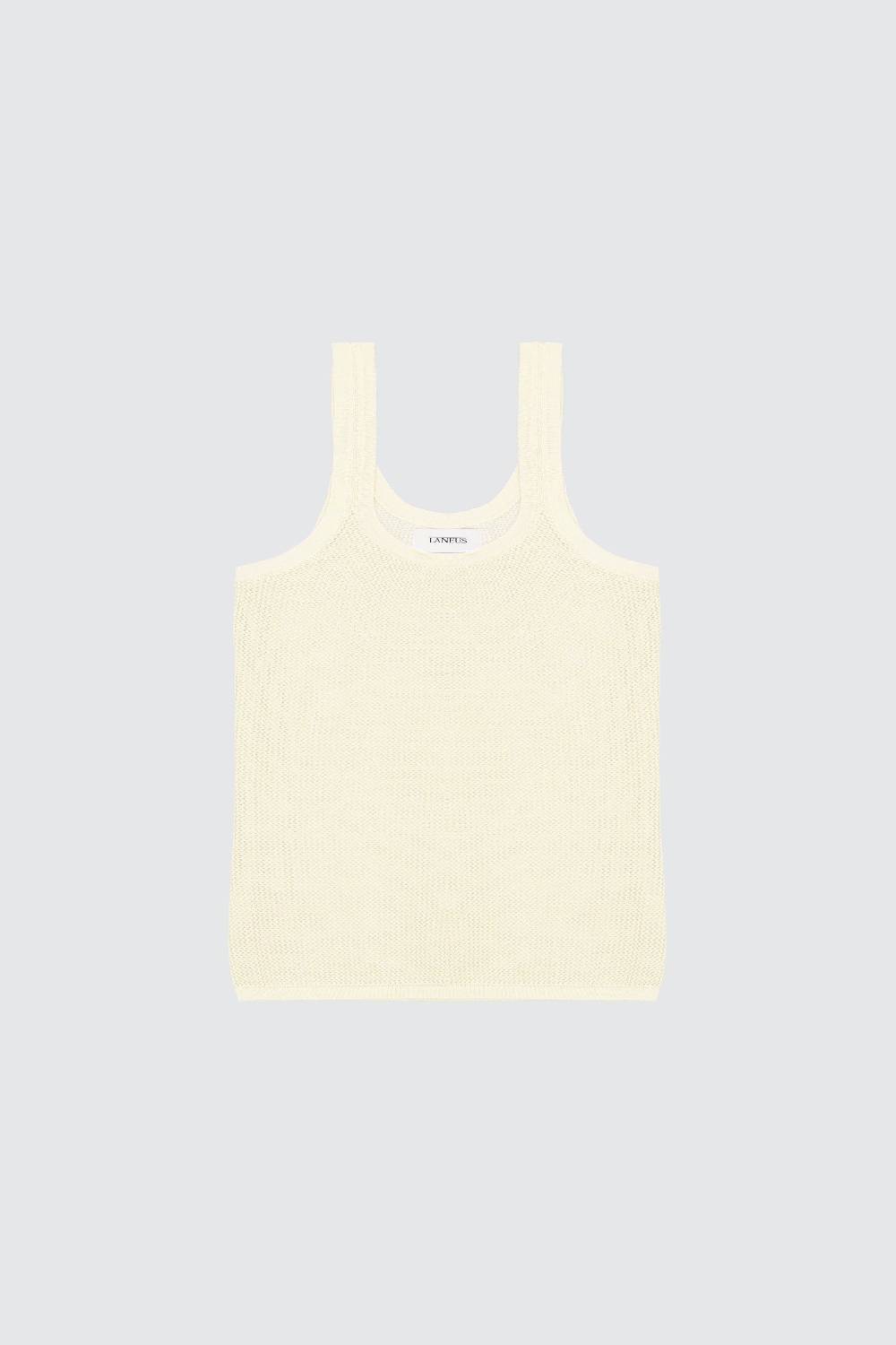 Laneus Laneus canotta milk in mesh con lavorazione a costine