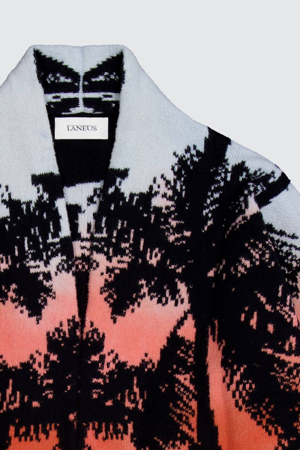 Laneus Laneus Cardigan In Jacquard Effetto Palm Print Allover