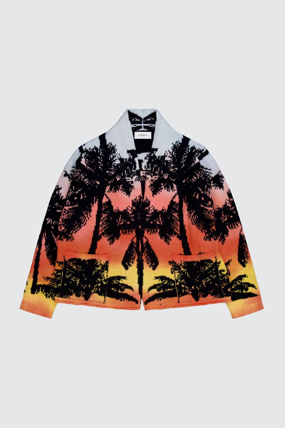 Laneus Laneus cardigan in jacquard effetto palm print allover