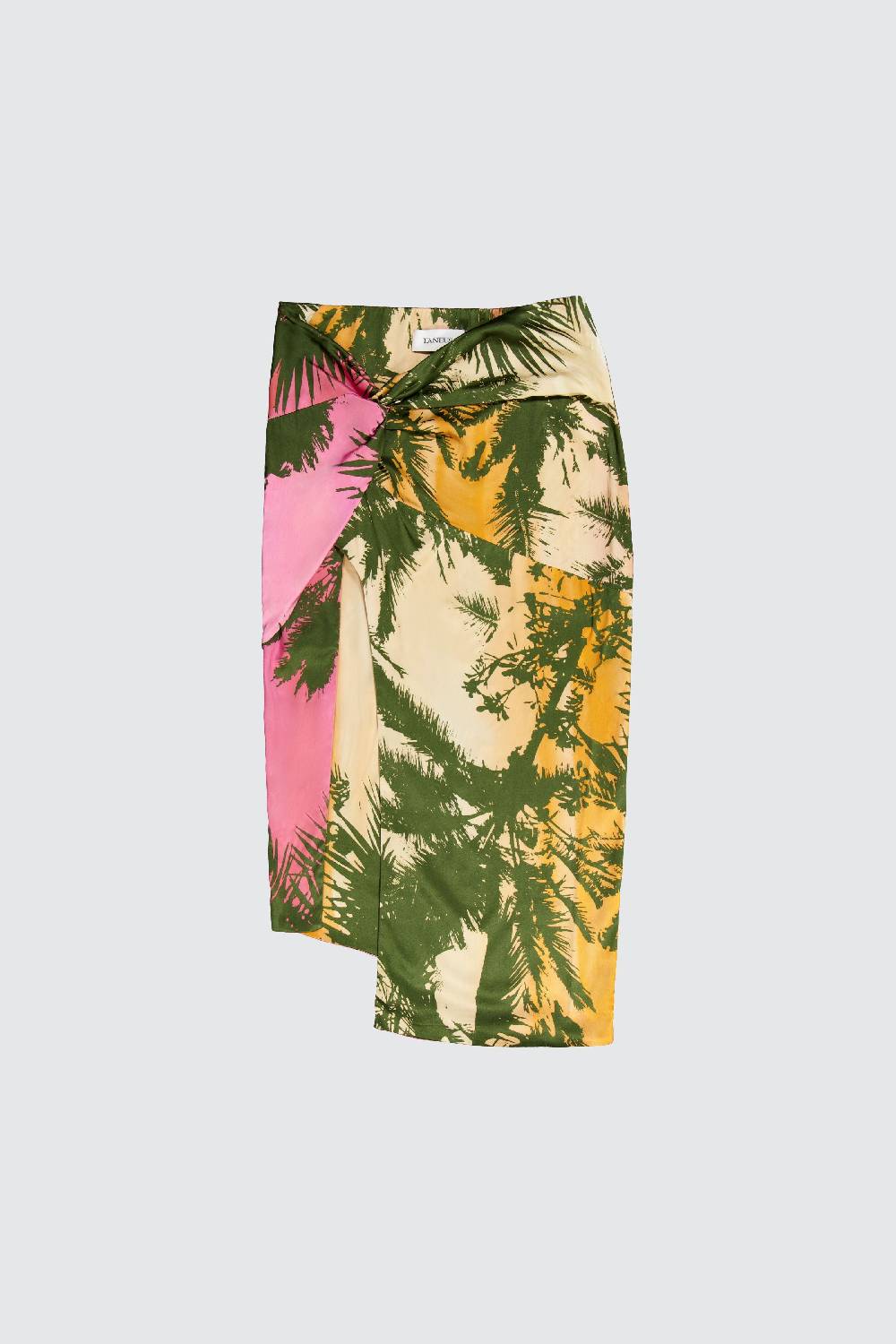 Laneus Laneus gonna midi asimmetrica effetto palm print allover