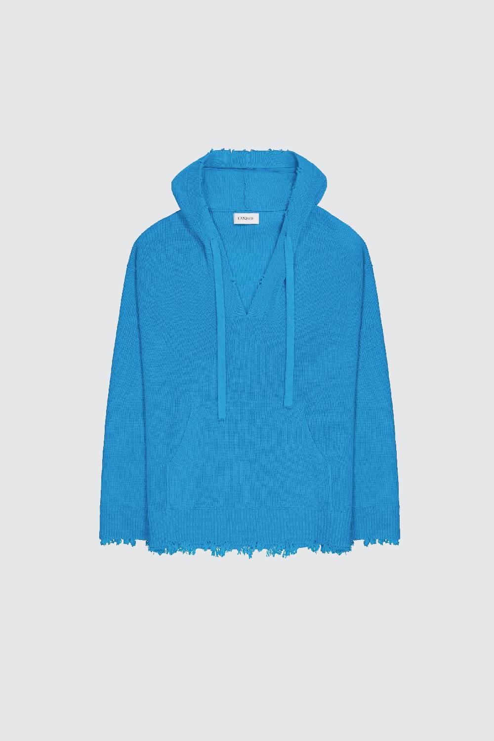 Laneus Laneus hoodie turquoise in maglia con scollo a V