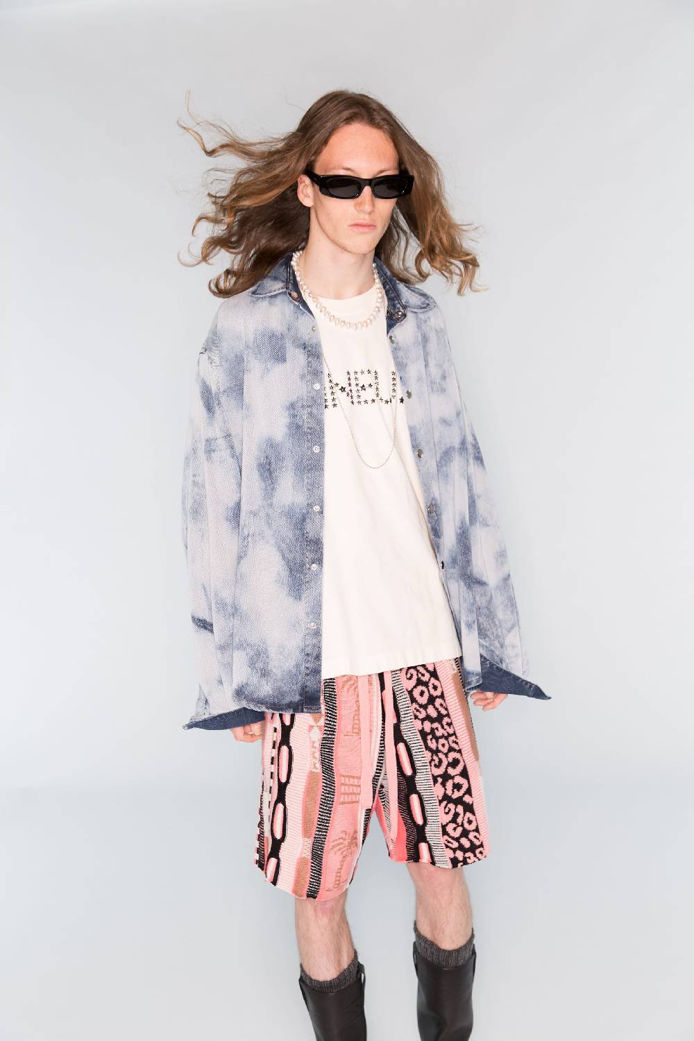 Laneus Laneus Bermuda Pink In Jacquard Multicolor