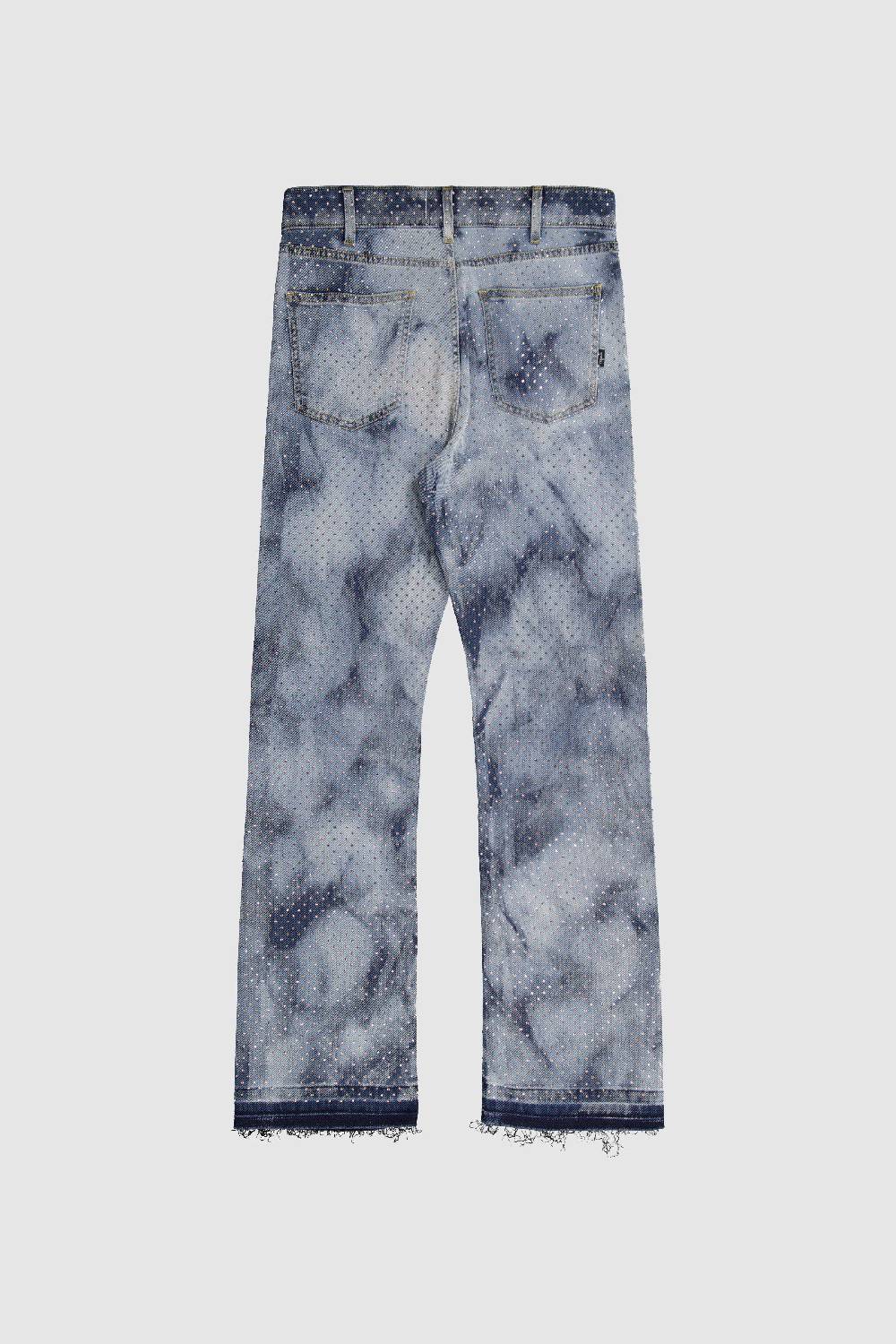 Laneus Laneus Pantaloni In Denim Silver Strass
