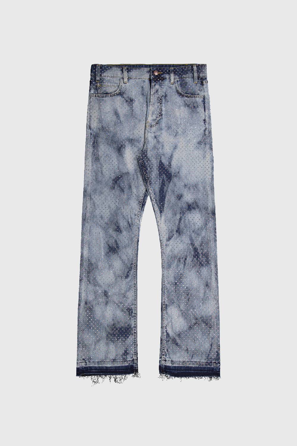 Laneus Laneus pantaloni in denim silver strass