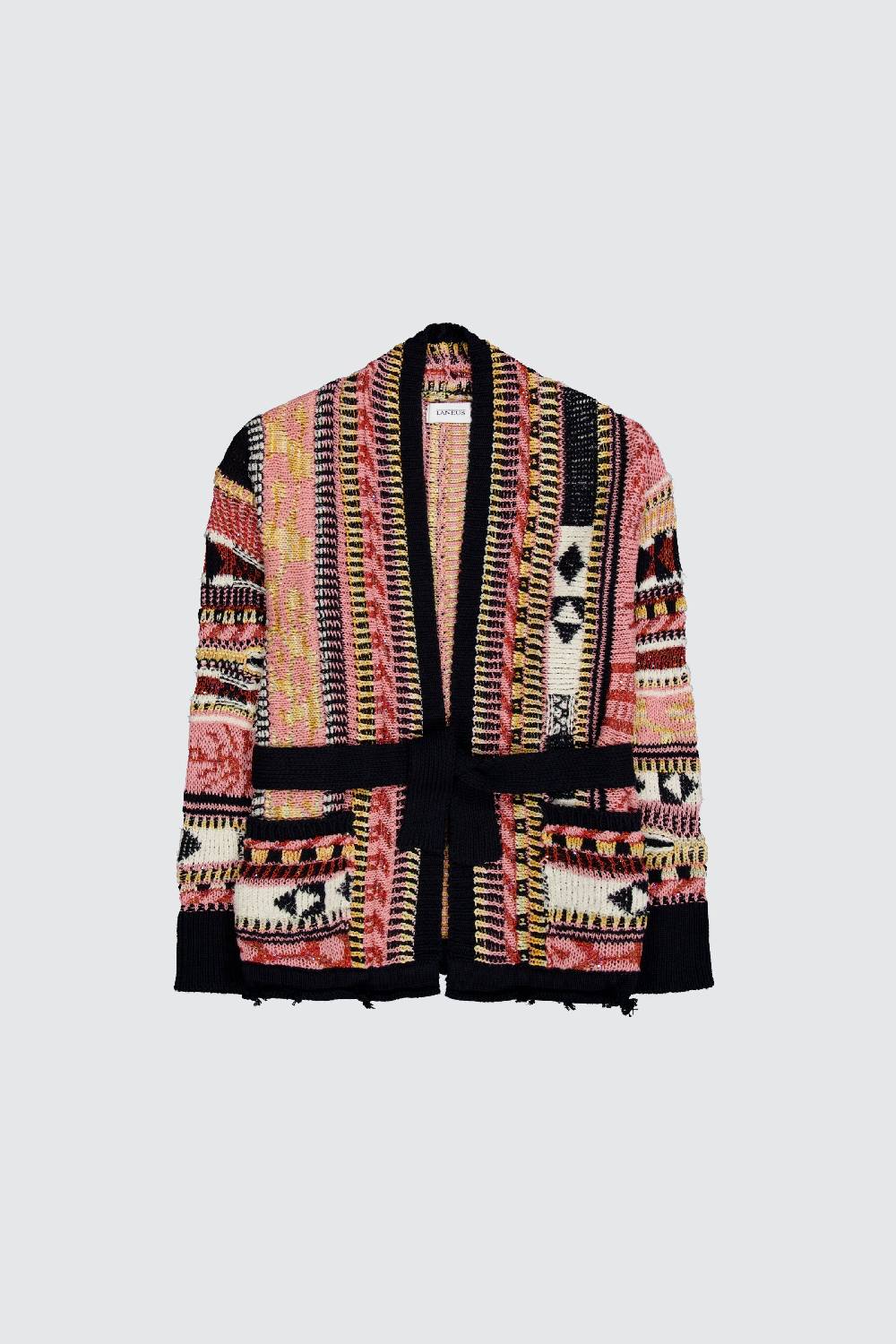Laneus Laneus pink icon jacquard cardigan