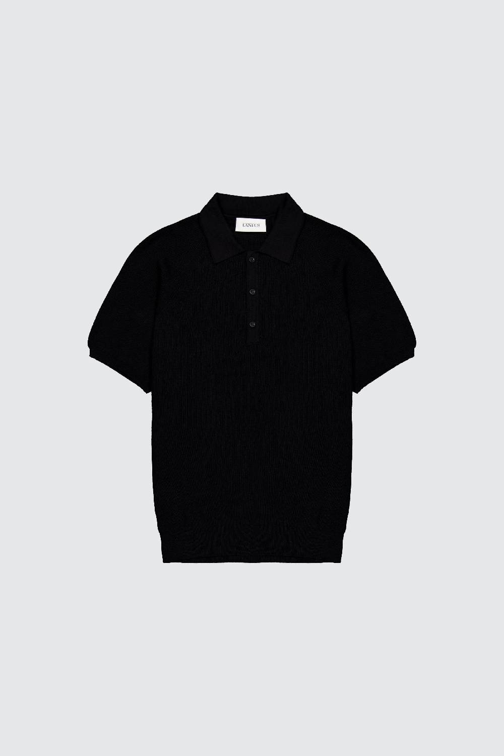 Laneus Laneus polo black in maglia con bottoni