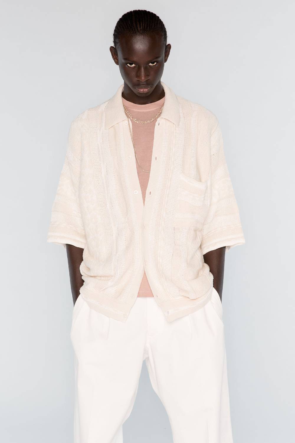 Laneus Laneus Polo Milk Multicolor In Jacquard