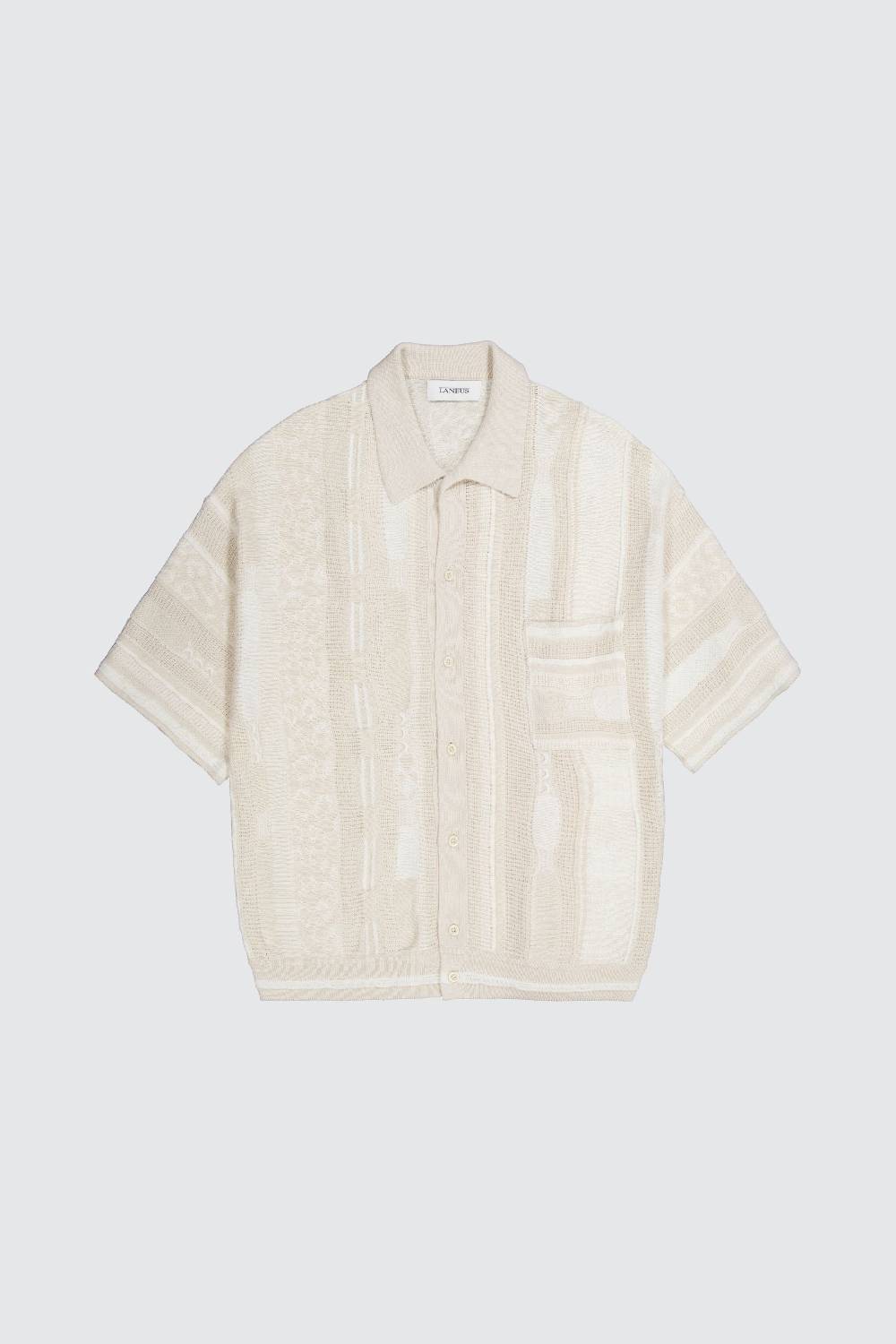 Laneus Laneus polo milk multicolor in jacquard