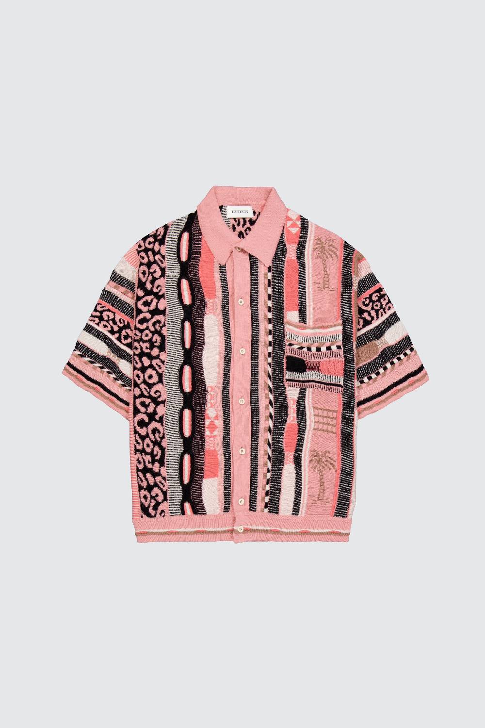 Laneus Laneus polo multicolor pink in jacquard