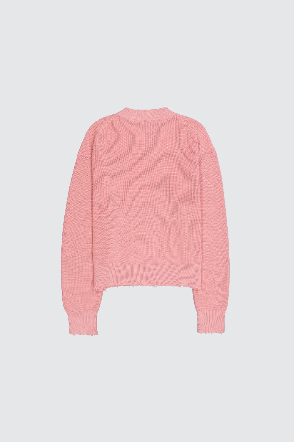 Laneus Laneus Maglione Pink Cropped Effetto Destroyed