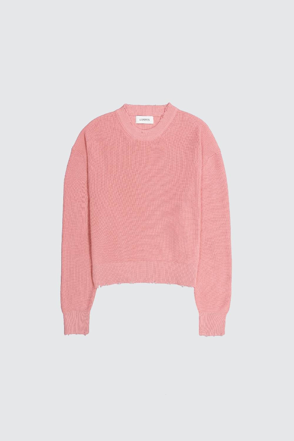 Laneus Laneus maglione pink cropped effetto destroyed