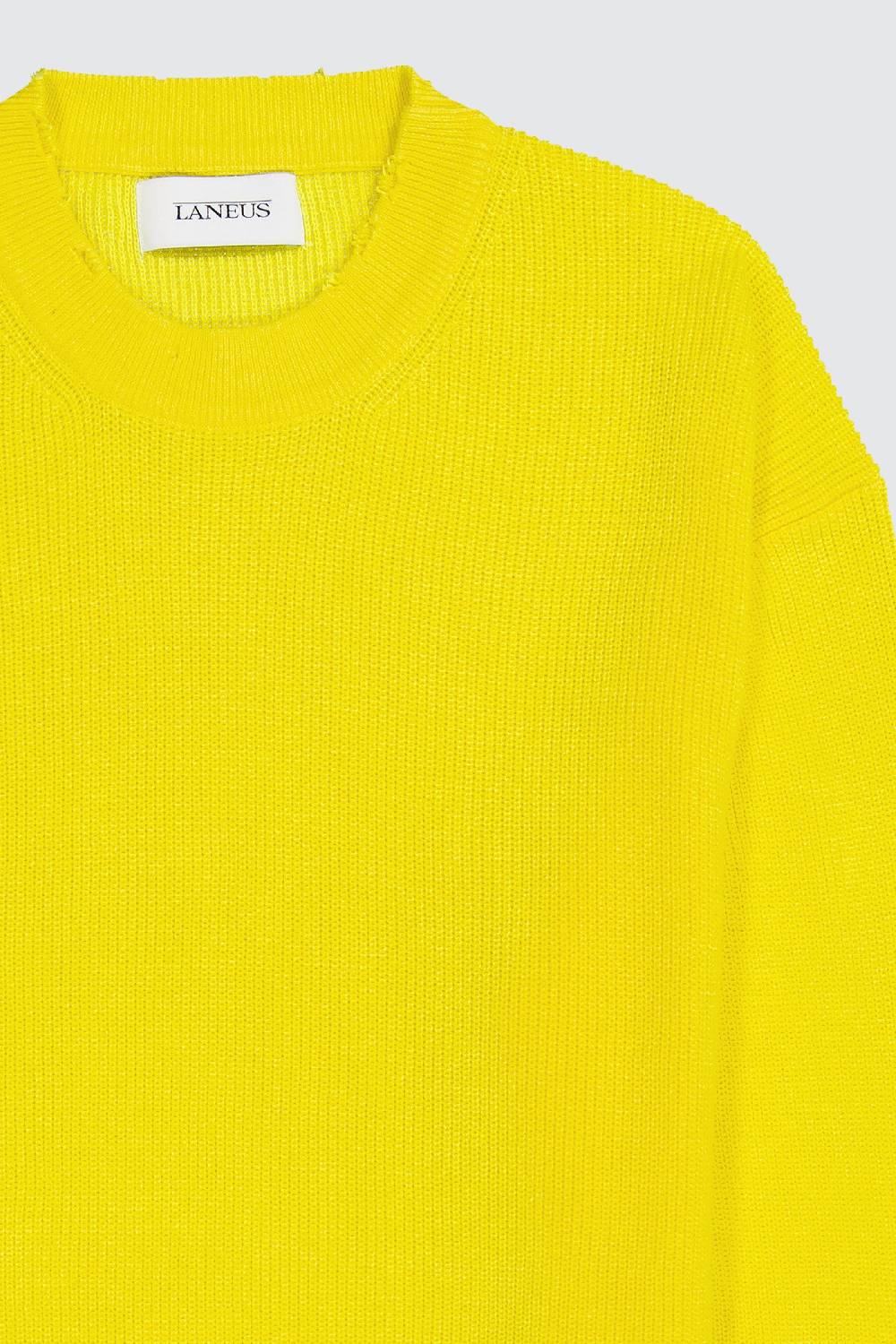 Laneus Laneus Maglione Yellow Cropped Effetto Destroyed