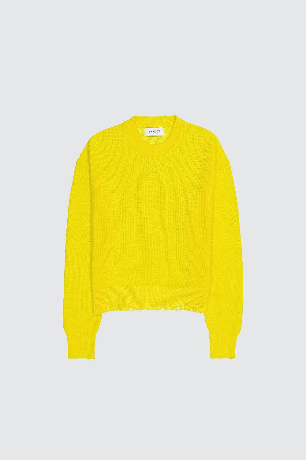 Laneus Laneus maglione yellow cropped effetto destroyed