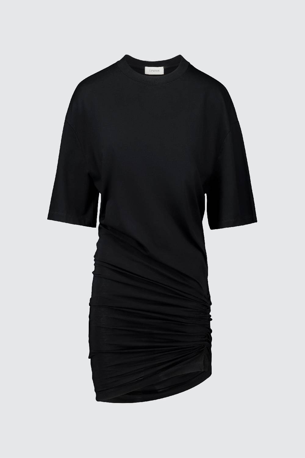 Laneus Laneus mini abito black con drappeggio asimmetrico