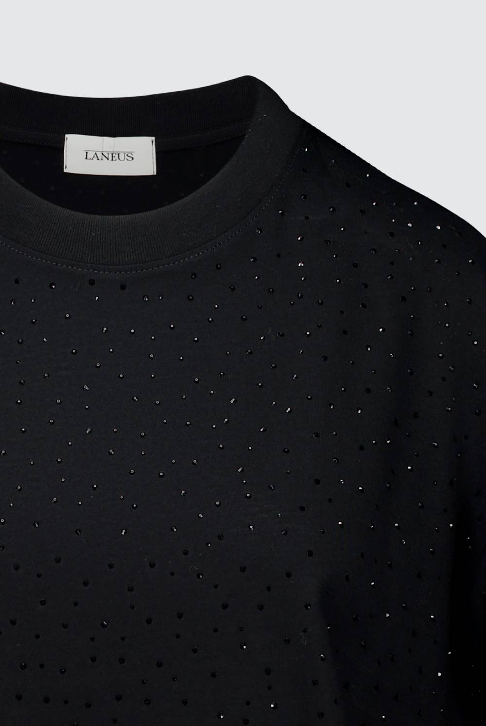 Laneus Laneus Mini Abito Drappeggiato Black Con Strass