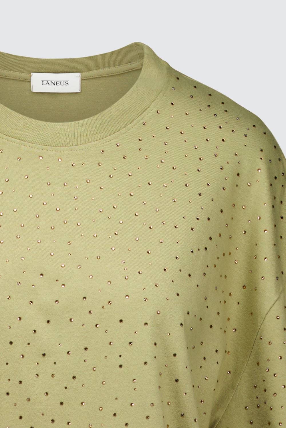 Laneus Laneus Mini Abito Drappeggiato Khaki Con Strass