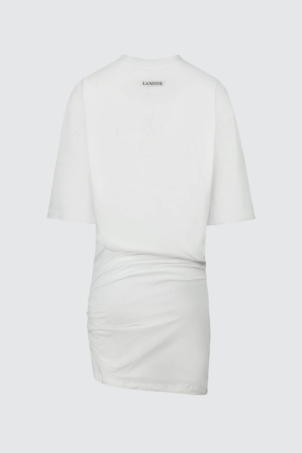 Laneus Laneus Mini Abito White Con Drappeggio Asimmetrico
