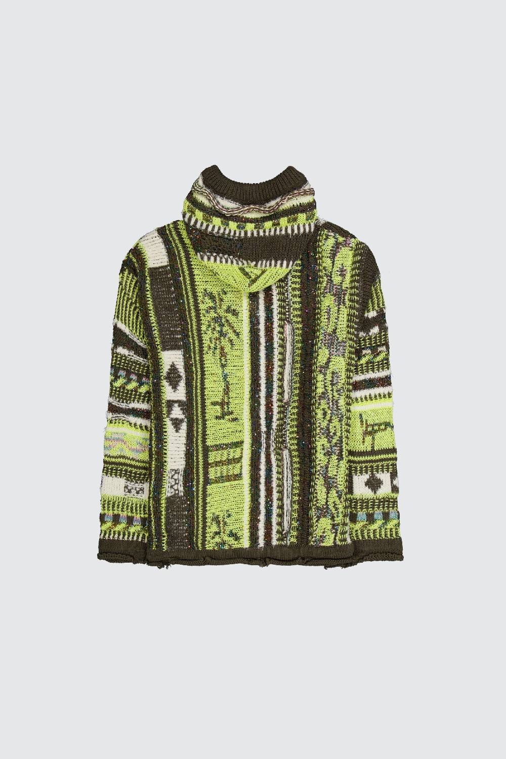 Laneus Laneus Multicolor Military Green Jacquard Hoodie