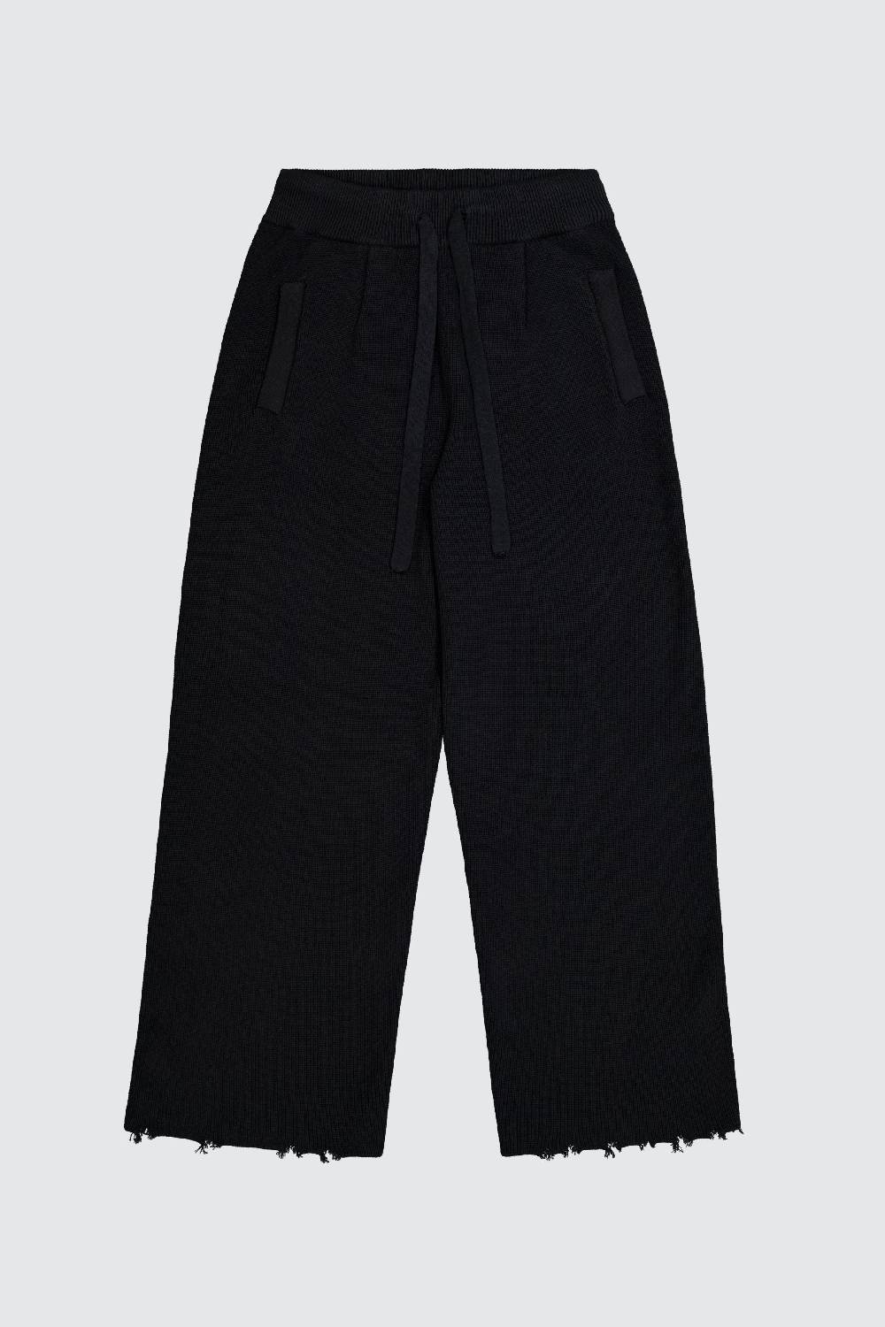 Laneus Laneus pantalone black in maglia effetto destroyed