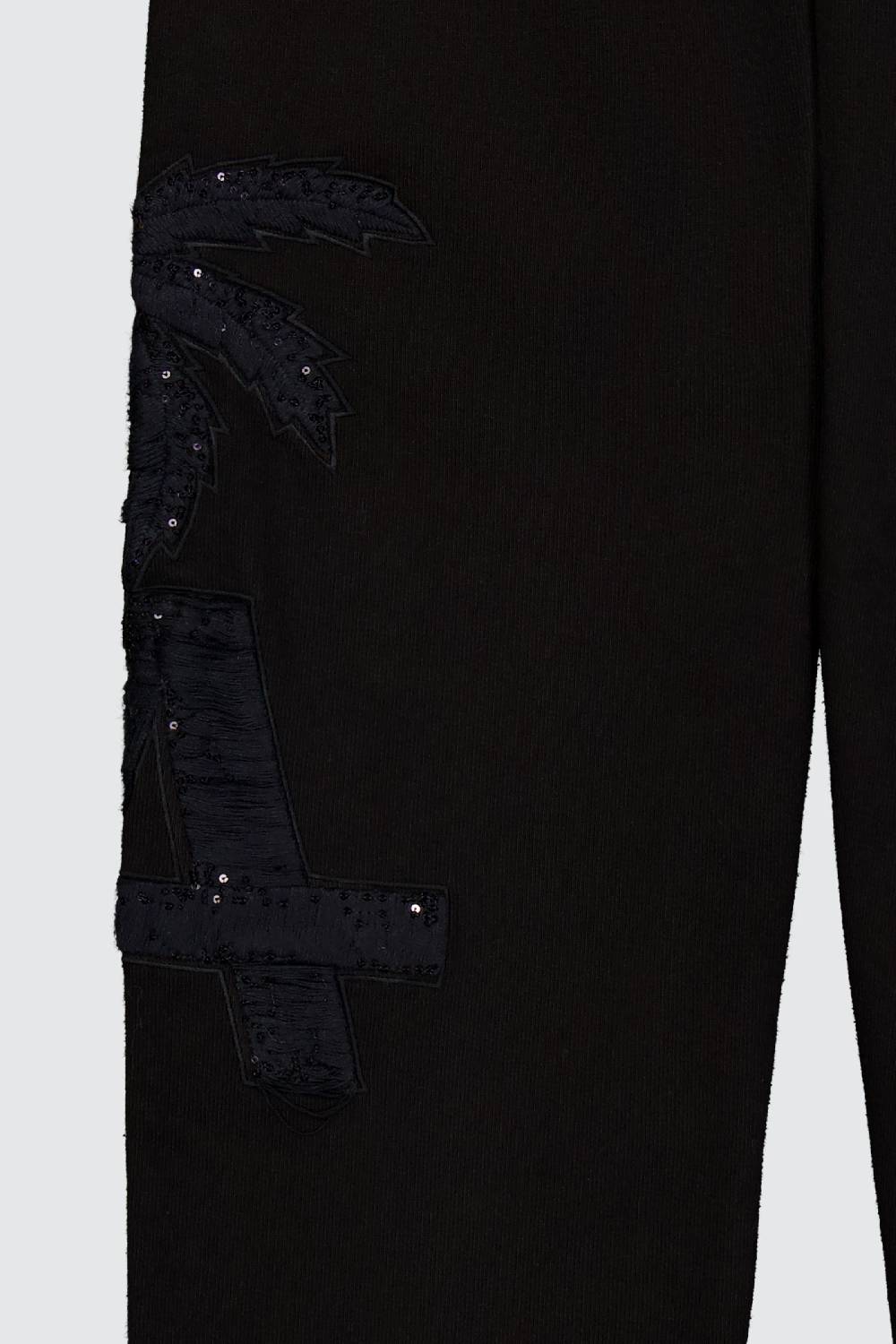Laneus Laneus Pantaloni In Felpa Black Palm Print Logo