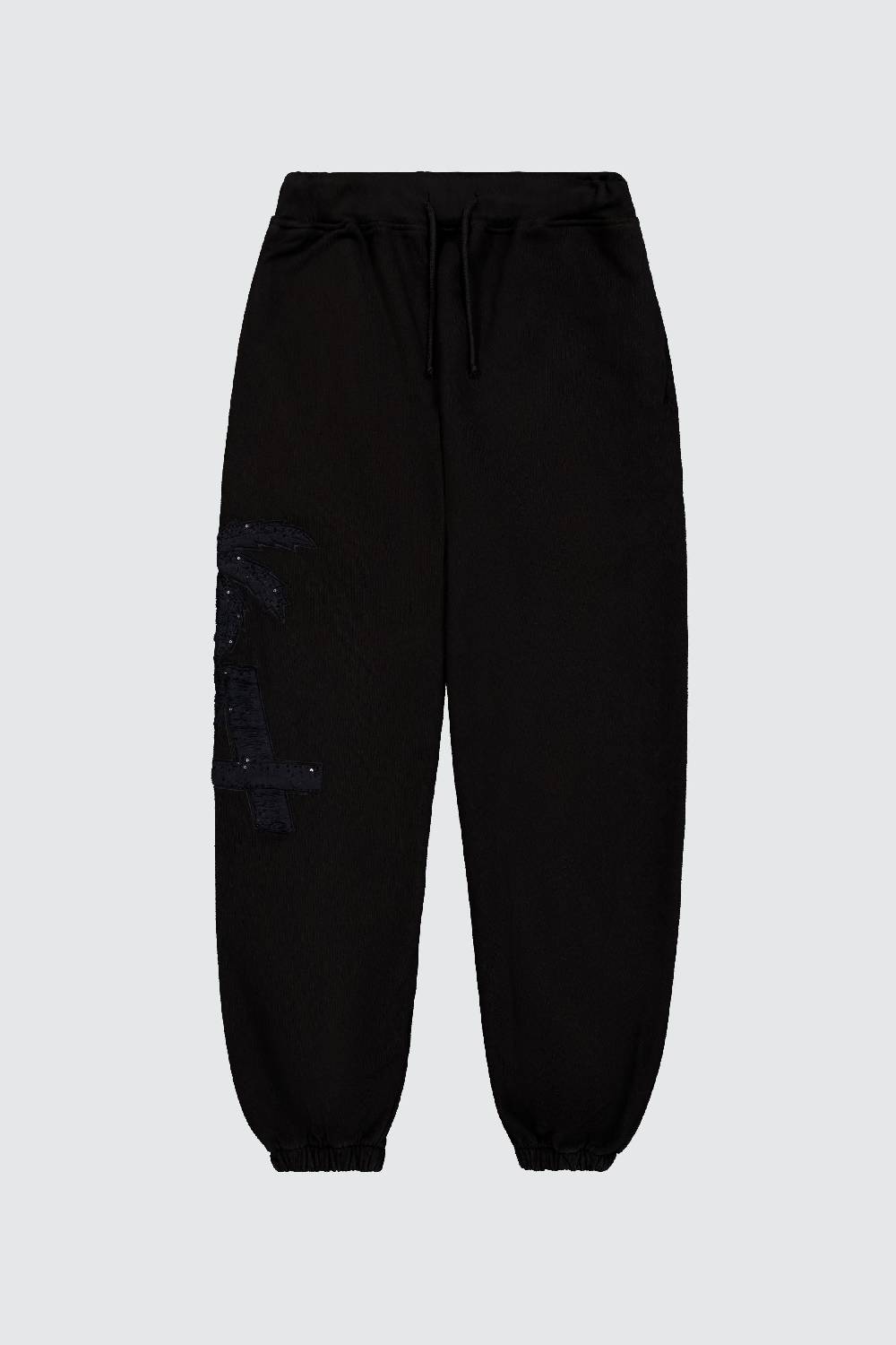Laneus Laneus pantaloni in felpa black palm print logo