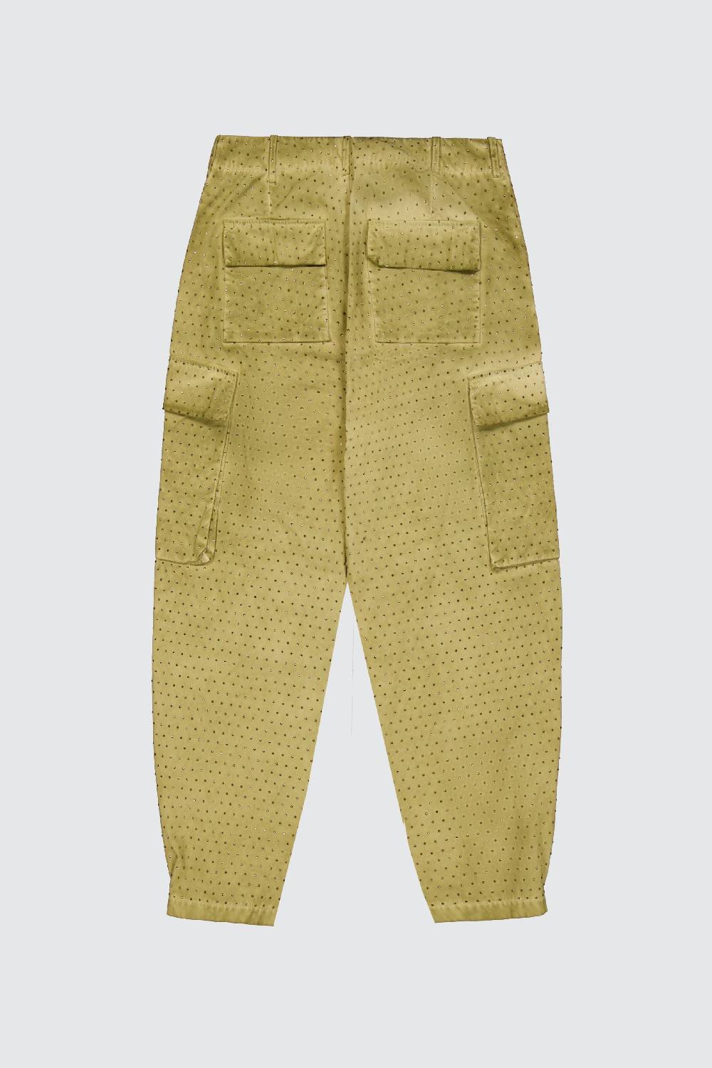 Laneus Laneus Pantaloni Multitasche Military Green Con Strass Effetto Washed