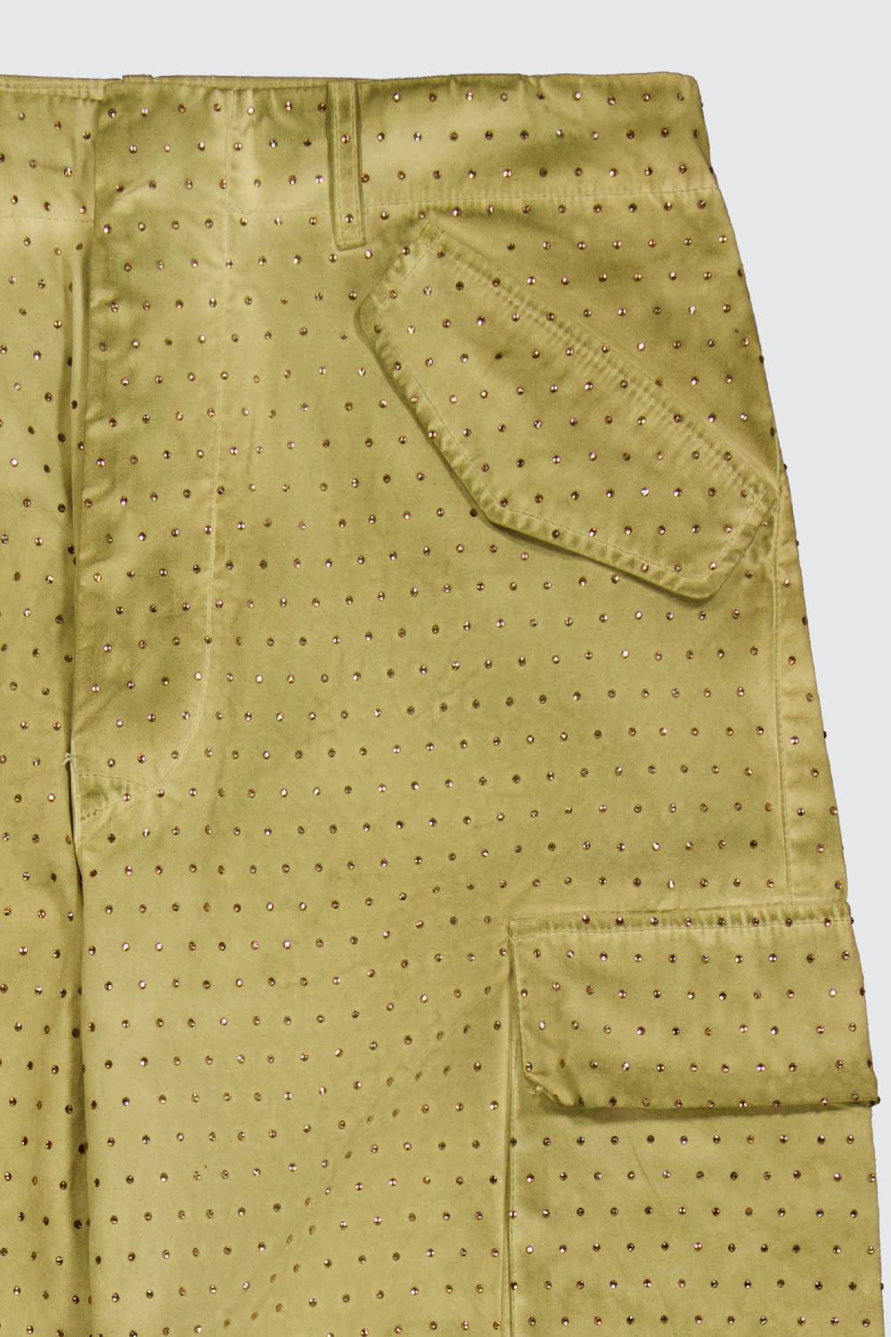 Laneus Laneus Pantaloni Multitasche Military Green Con Strass Effetto Washed