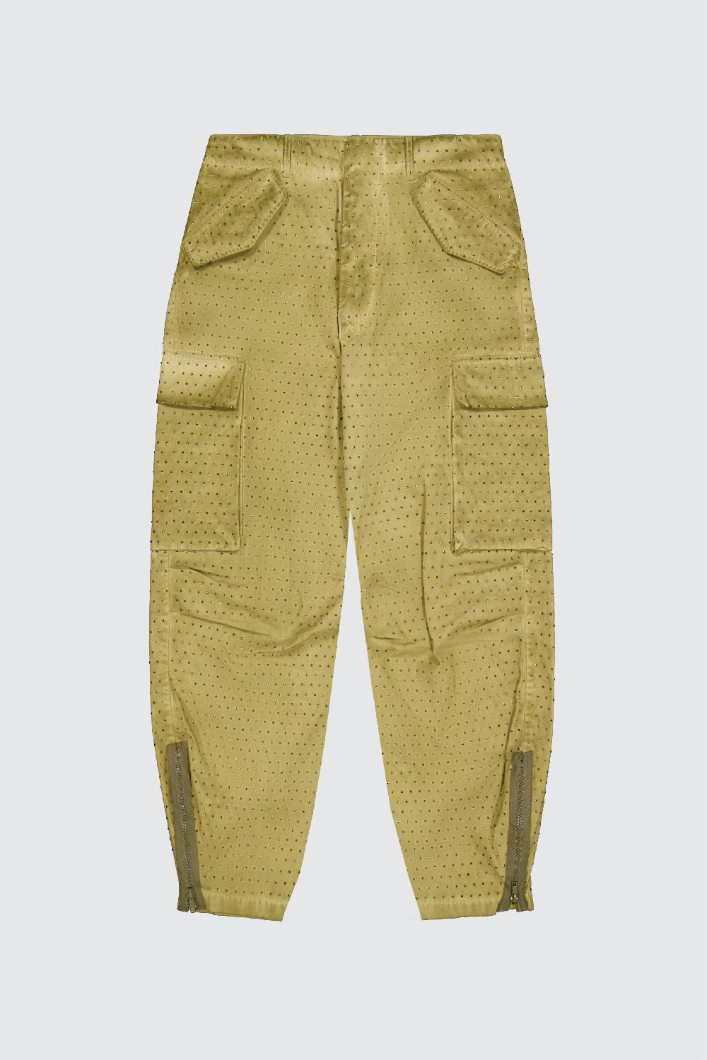 Laneus Laneus pantaloni multitasche military green con strass effetto washed