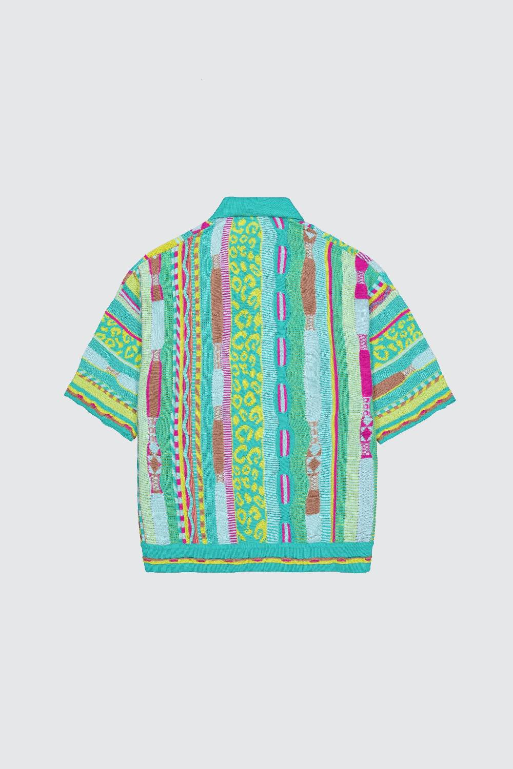 Laneus Laneus Polo Multicolor Turquoise In Jacquard