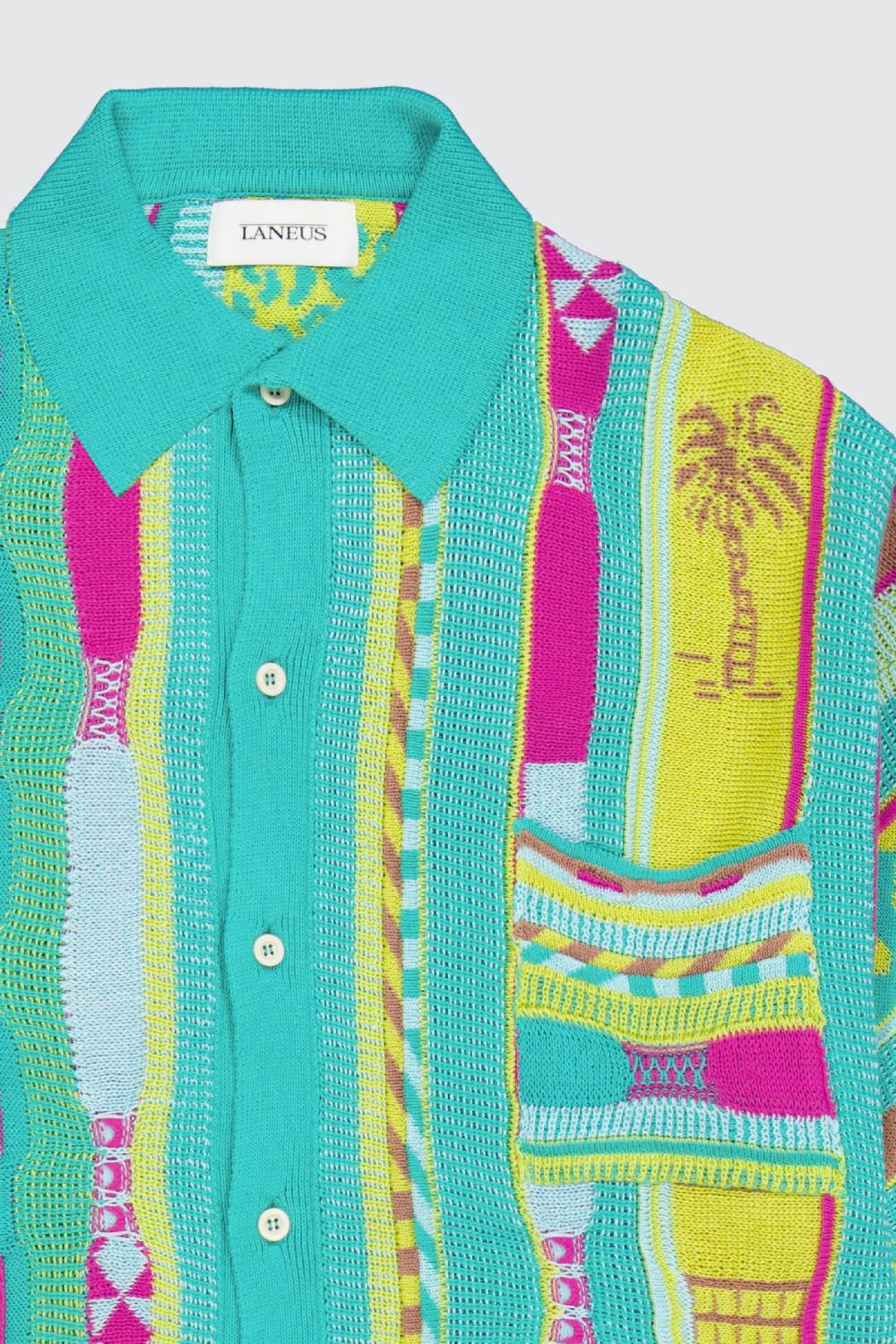 Laneus Laneus Polo Multicolor Turquoise In Jacquard