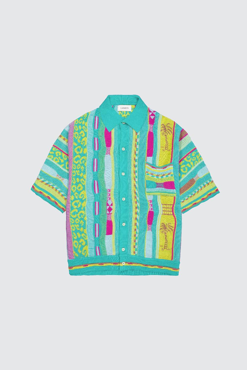 Laneus Laneus polo multicolor turquoise in jacquard