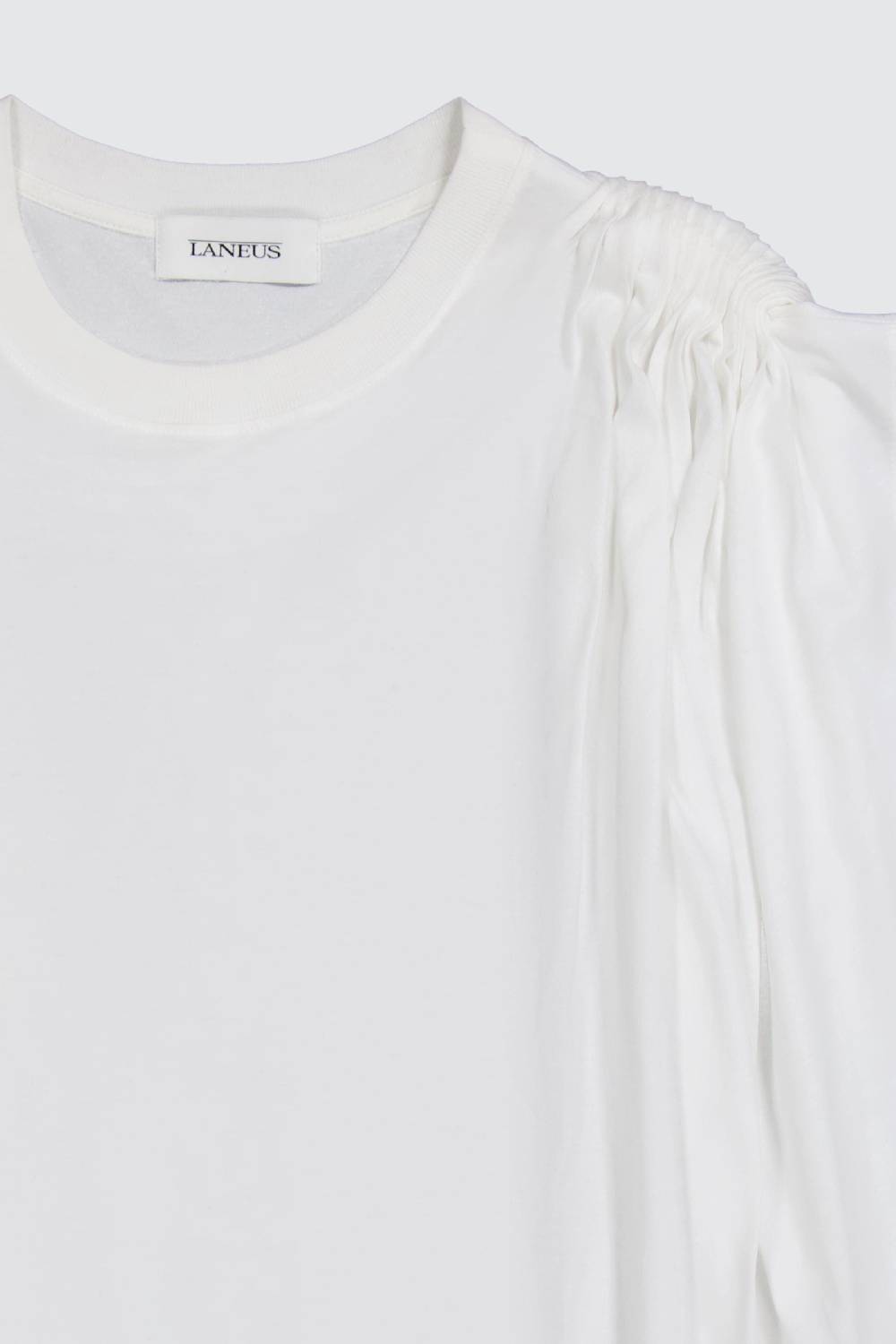 Laneus Laneus T-shirt White Classic Con Drappeggio Sulla Spalla