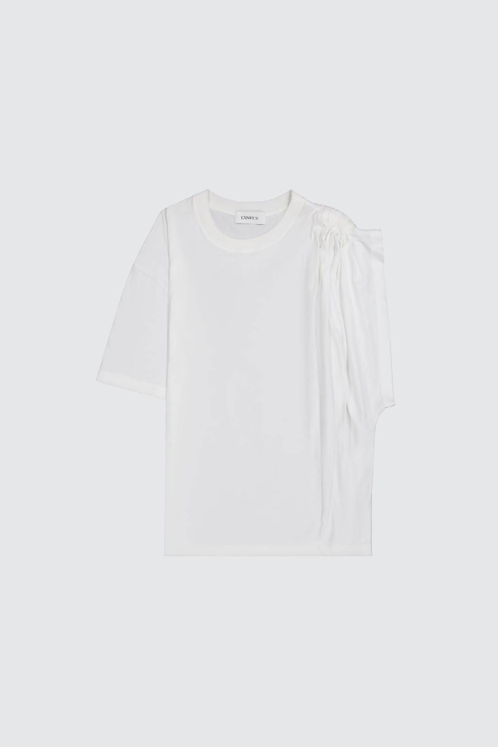 Laneus Laneus t-shirt white classic con drappeggio sulla spalla