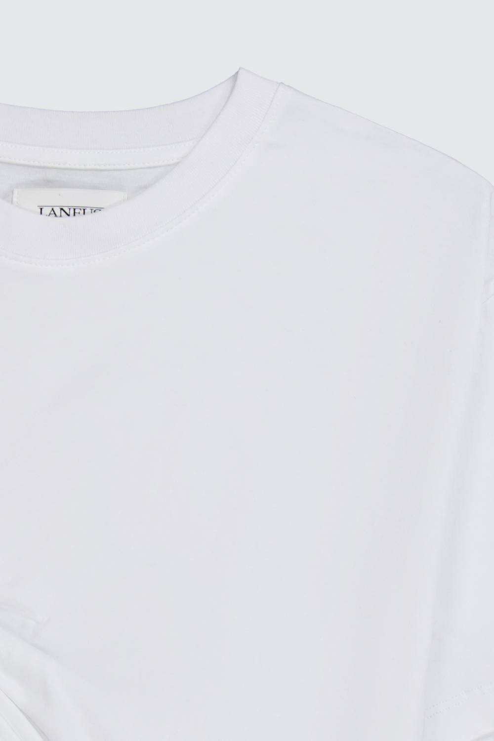 Laneus Laneus T-shirt White Classic Cropped Con Drappeggio Sul Davanti