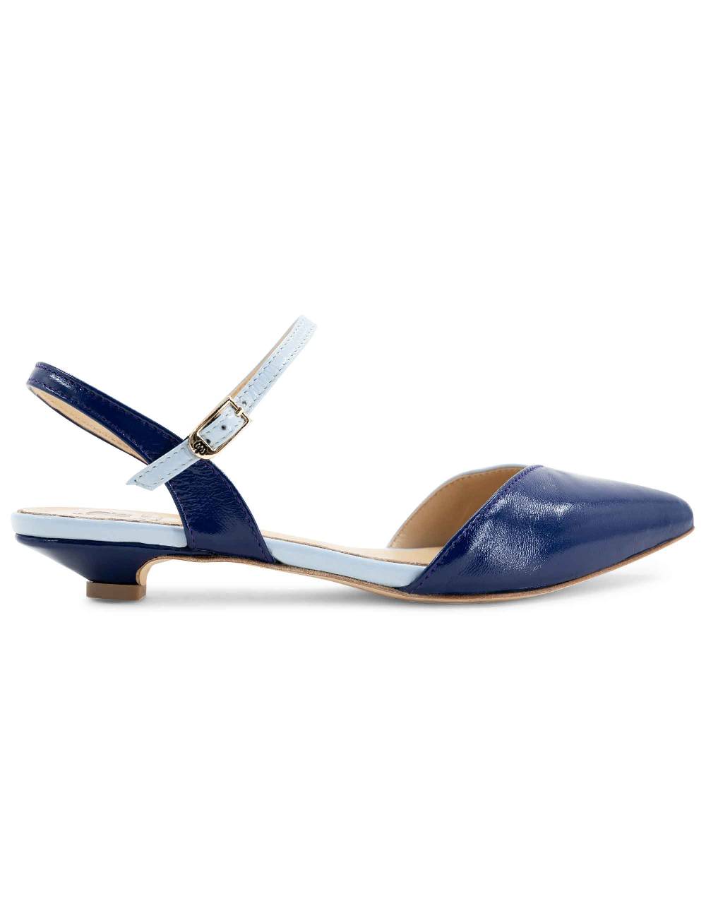 L'ARIANNA Ballerine BL1413/rt da donna in pelle blu punta chiusa con cinturino alla caviglia L'Arianna