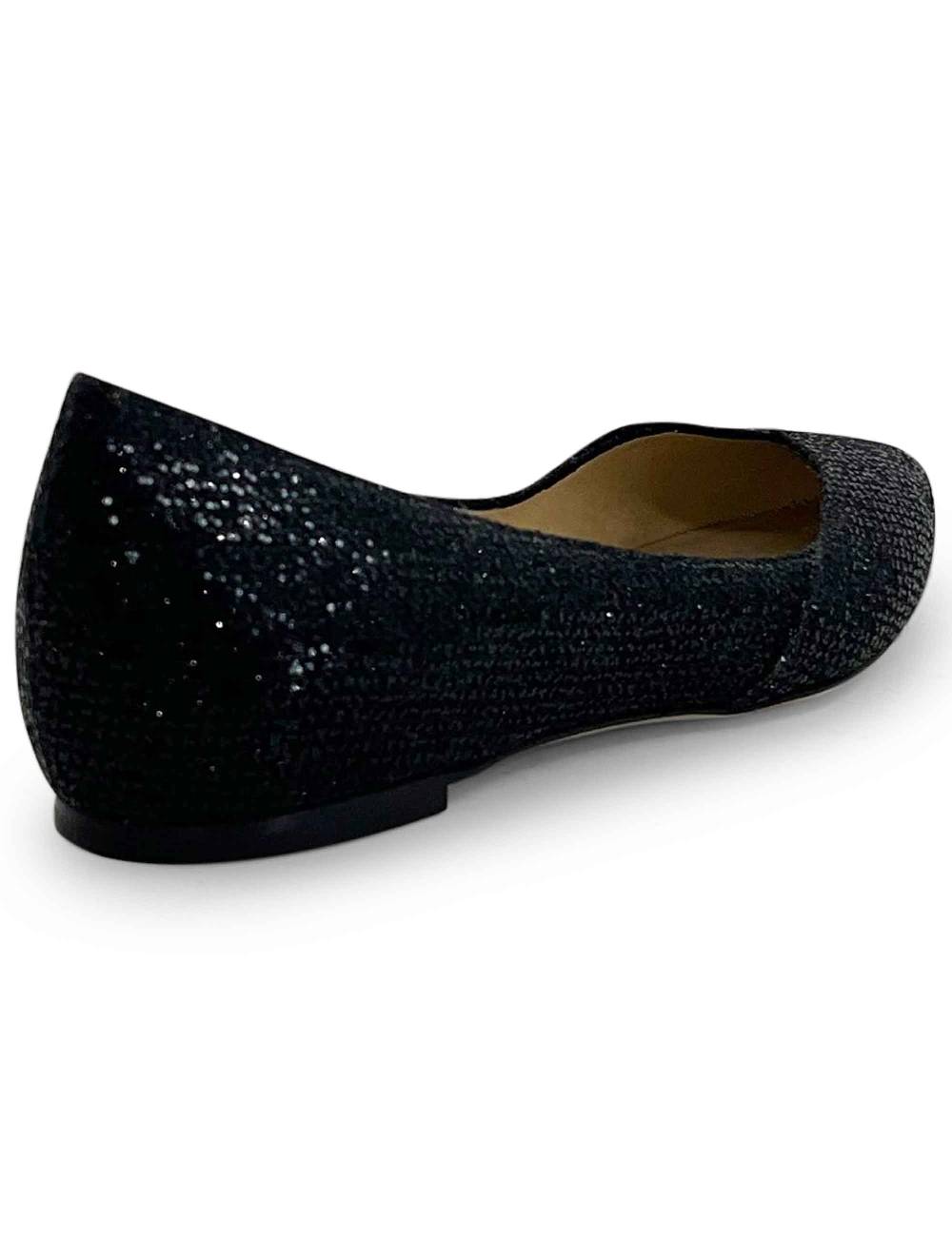 L'ARIANNA Ballerine Bl1466 Da Donna In Tessuto Glitter Moon Nero Con Tacco Basso L'arianna