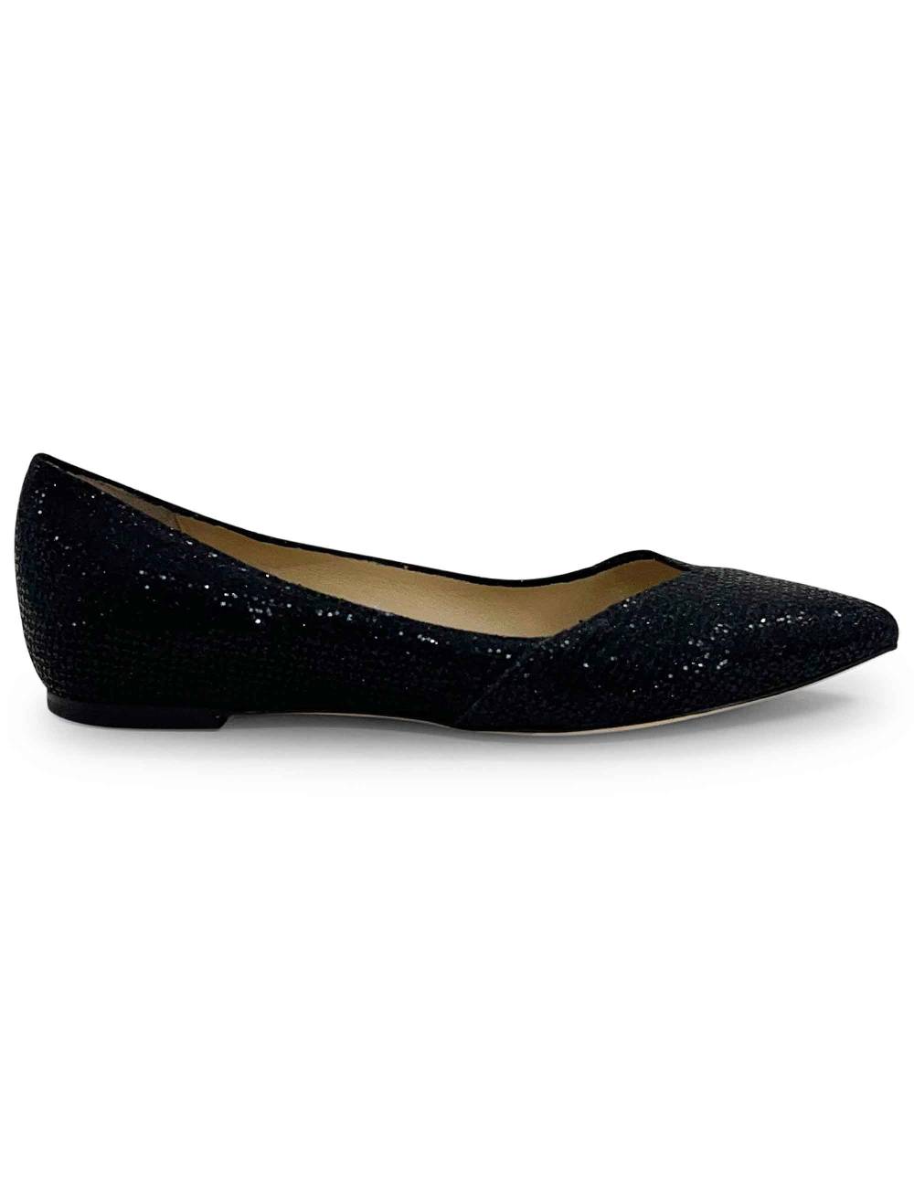 L'ARIANNA Ballerine bl1466 da donna in tessuto glitter moon nero con tacco basso l'arianna