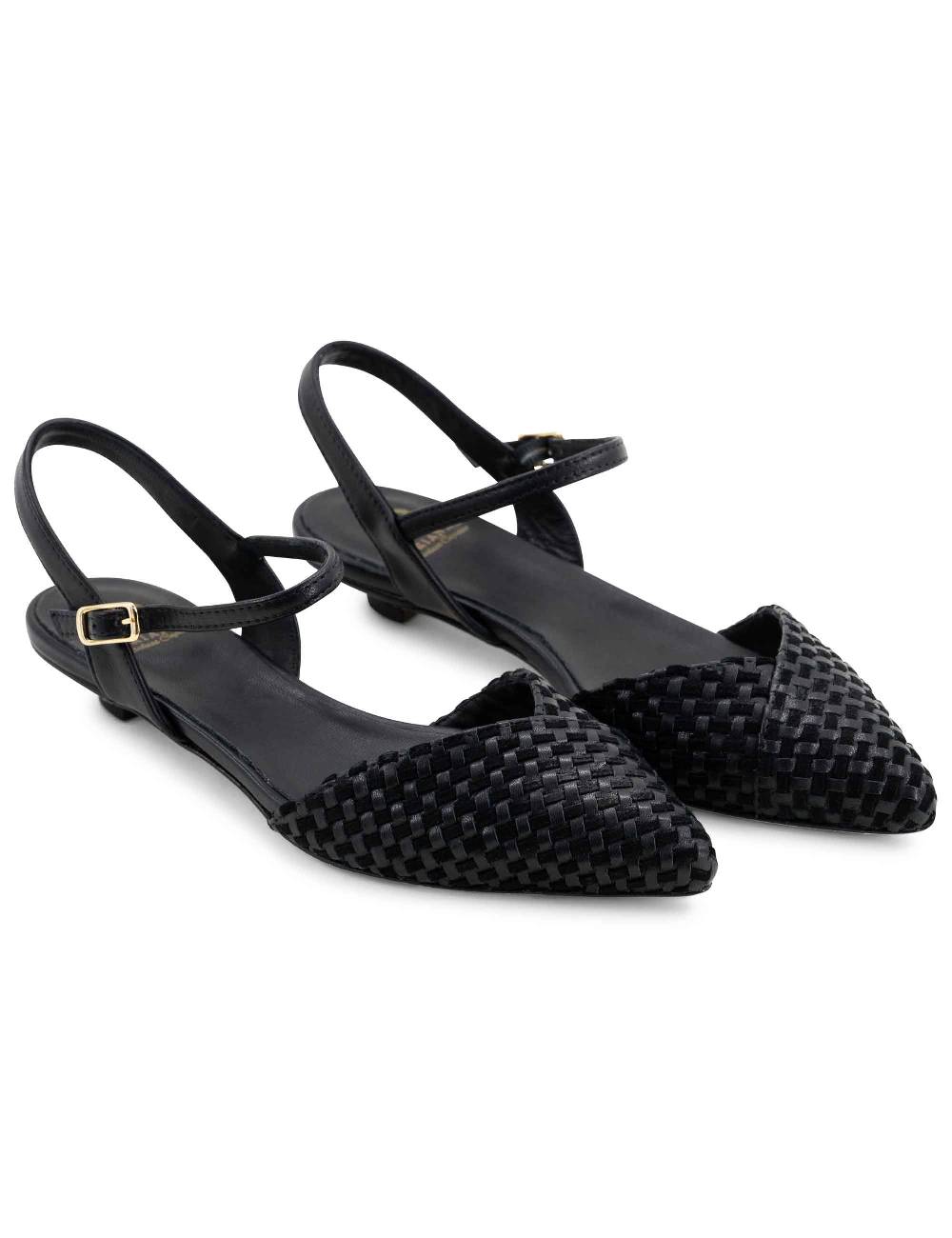 L'ARIANNA Ballerine BL1488/rt Da Donna In Camoscio E Pelle Nera Con Cinturino Alla Caviglia L'Arianna