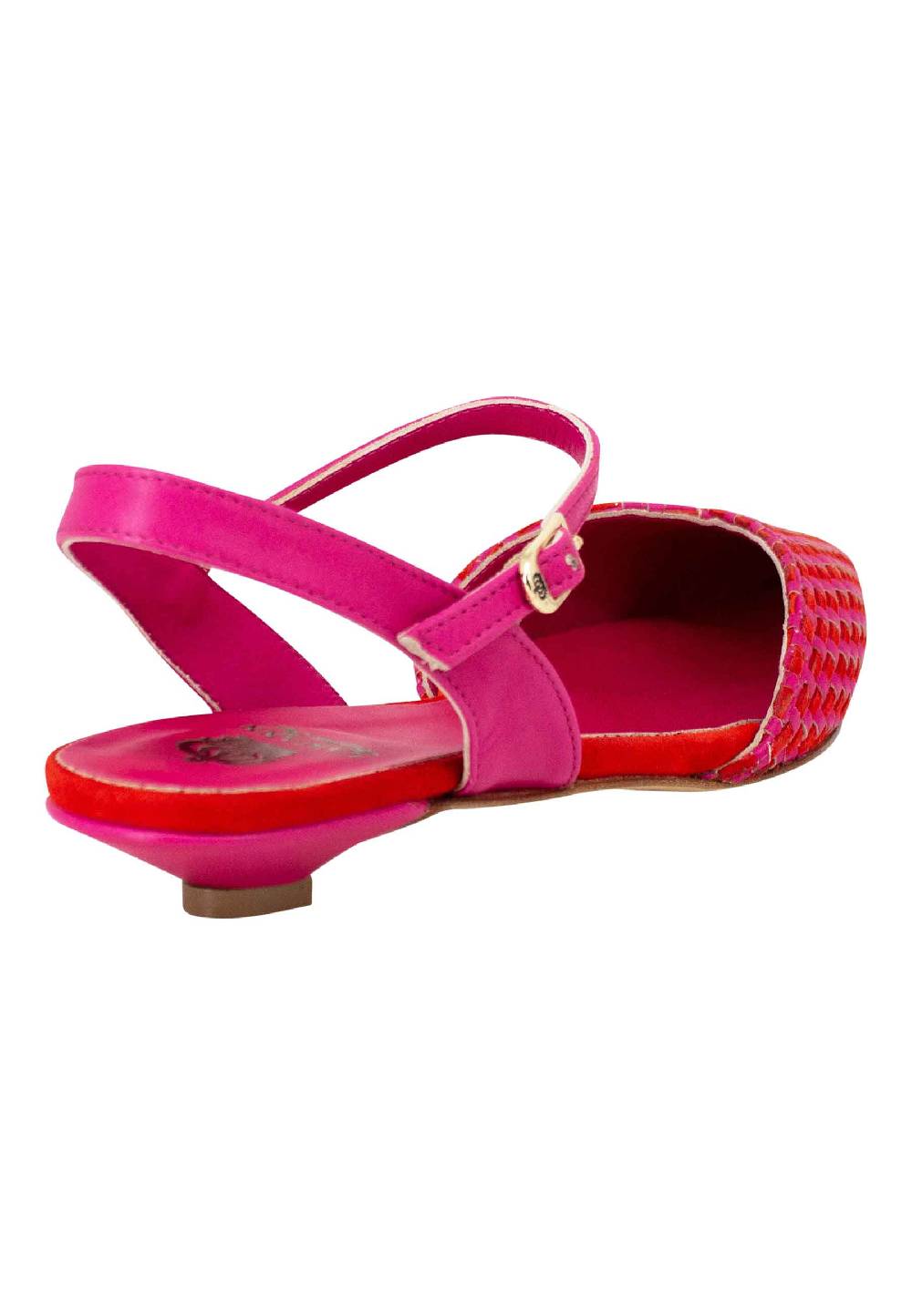 L'ARIANNA Ballerine BL1488/rt Da Donna In Camoscio Fucsia E Rosso Con Cinturino Alla Caviglia