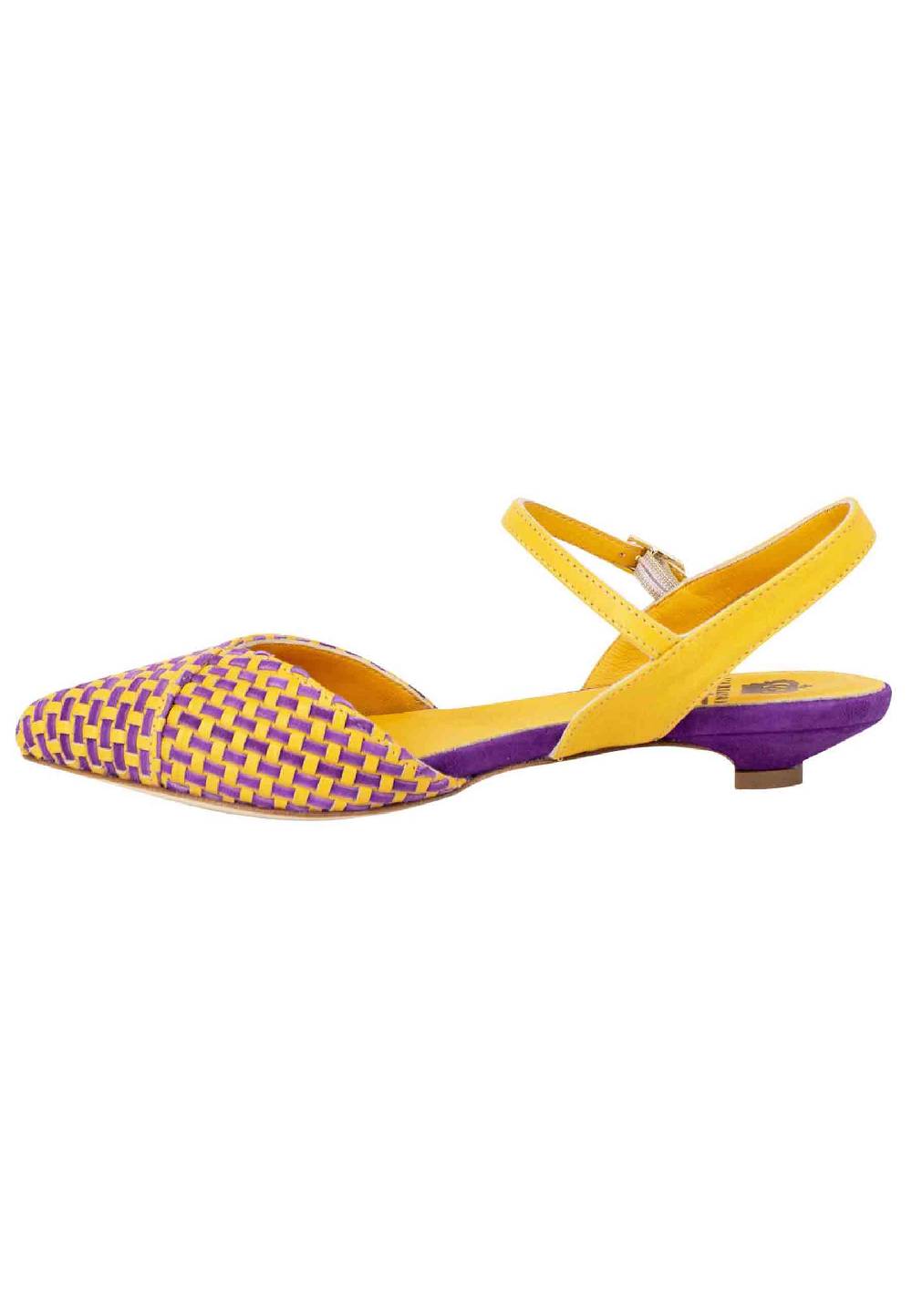 L'ARIANNA Ballerine BL1488/rt Da Donna In Camoscio Giallo E Mattone Con Cinturino Alla Caviglia L'arianna