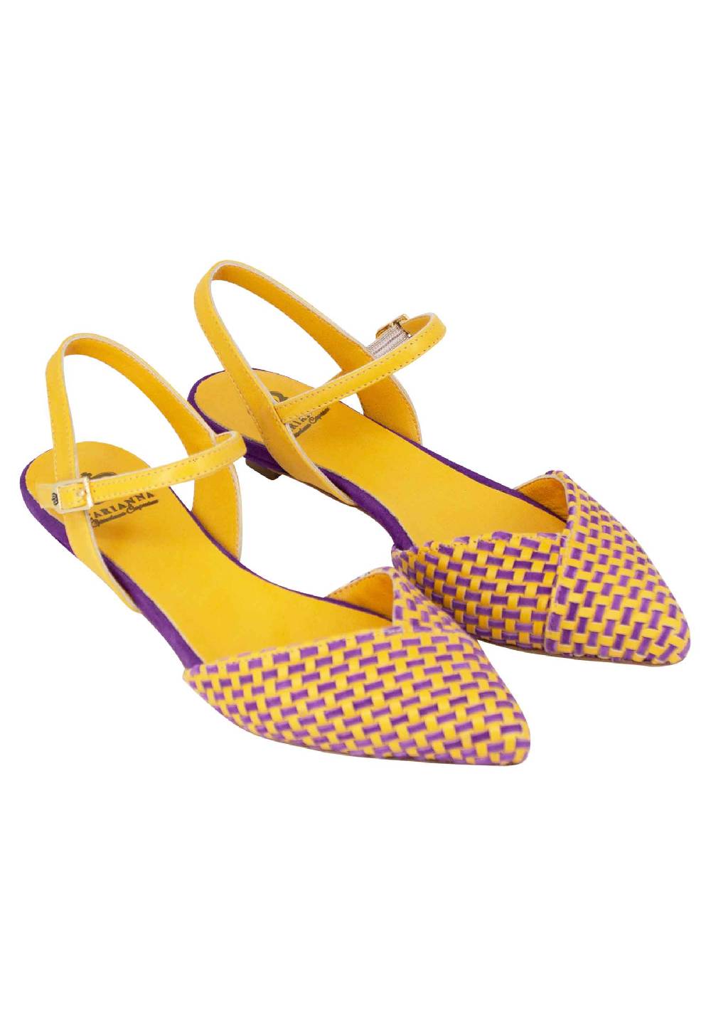 L'ARIANNA Ballerine BL1488/rt Da Donna In Camoscio Giallo E Mattone Con Cinturino Alla Caviglia L'arianna