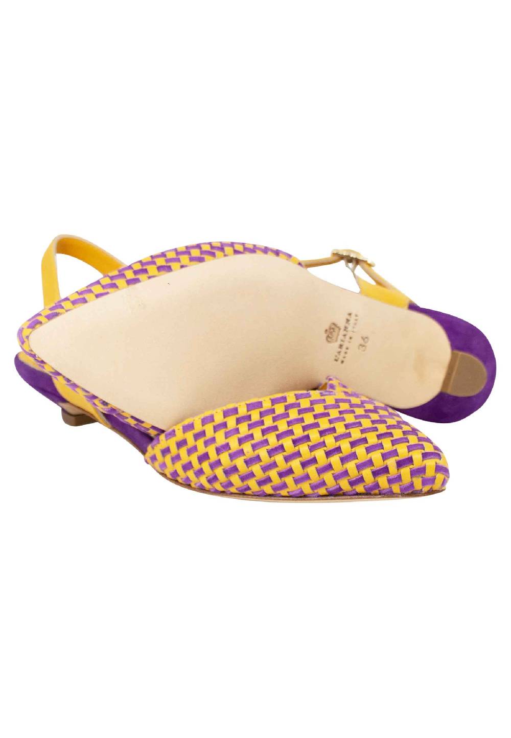 L'ARIANNA Ballerine BL1488/rt Da Donna In Camoscio Giallo E Mattone Con Cinturino Alla Caviglia L'arianna
